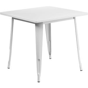 Flash Furniture Felix Commercial Grade 31.5" Square White Metal Indoor-Outdoor Table