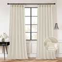 StangH Pinch Pleated Sheer Curtains 84 inches Long, Natural Linen Light Airy Drapes with Privacy Neutral Back Tab Semi Sheer Sliding Door Curtains for Bedroom Nursery, W40 x L84, 2 Panels