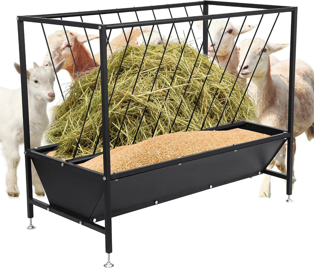 Goat Hay Feeder, Pasture Hay Feeder 70 Gallon Hay Grain Livestock Feeder