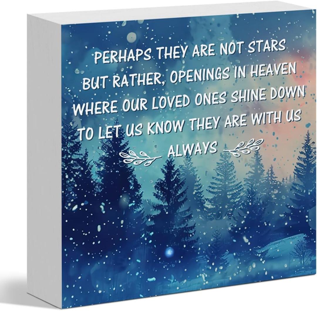 Sympathy Gifts for Loss of Loved One, Memorial Bereavement Gifts for Loss of Dad Mom, Remembrance Wooden Box Sign for Home Decor, 5x5 Inches