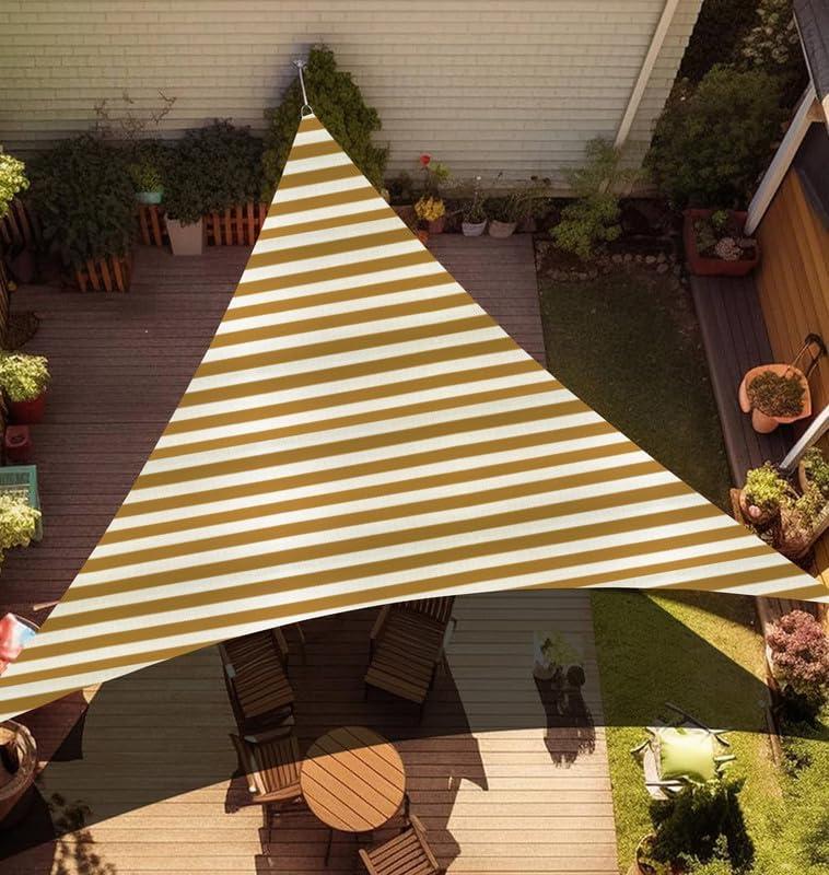 Stripes Triangle Sun Shade Sail for Balcony, Terrace & Garden|Sun&UV Protection, (Beige&White, 22x17 Ft) 1 Piece