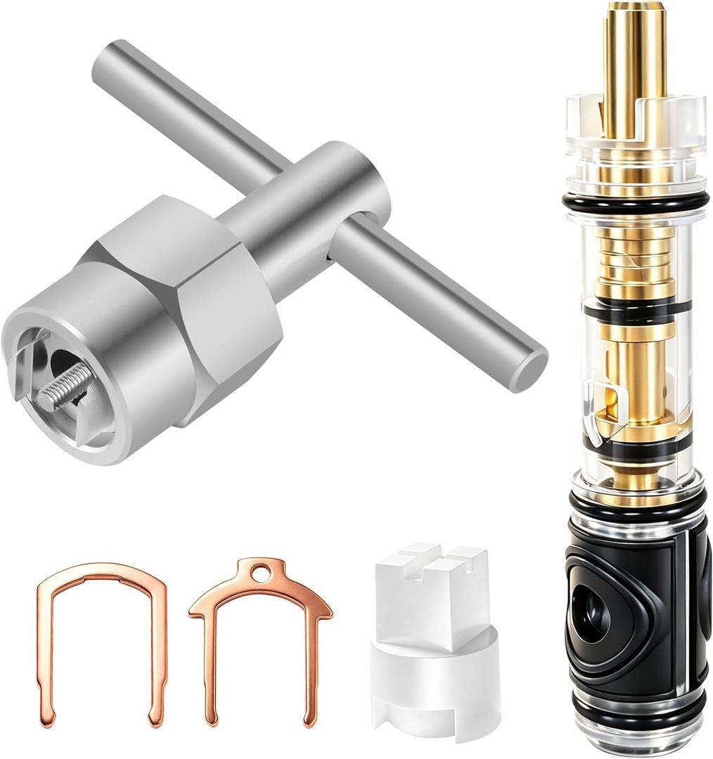 1 Pack Dual Seal Replacement Cartridge With 104421 Cartridge Removal Tool, Compatible with Moen 1225 1225B, One Handle Bathroom Faucet Cartridge, for Single Handle Faucet/Showers, Brass