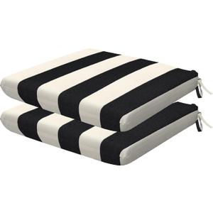 Honeycomb Outdoor Universal Seat Cushion Set, 18" x 17.5", Cabana Stripe Black & Ivory Outdoor Chair Cushions (Cabana Stripe Black and Ivory)