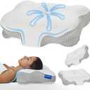 Cervical Memory Foam Pillow for Neck Support, Ergonomic Contour Pillow for Back and Side Sleepers, Breathable Slow-Rebound Foam, Cloud-Like Comfort (2, White)