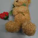 Civaner Bear Stuffed Animal Gift with Rose Funny Cute Bear Stuffed Animal Plush Gift for Mother Day Mom Birthday Wedding Christmas, 11.8 Inches(Beige