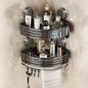 VOLPONE Corner Shower Caddy Suction Cup Shower Shelf Corner No Drilling Bathroom Shower Organizer Storage Rack Adhesive with Towel Bar Hooks(2-Pack, Gray)