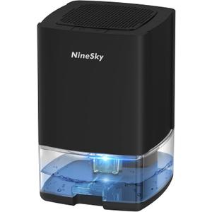 NineSky Dehumidifier for Home, 30oz Water Tank,(300 sq.ft) Dehumidifiers for Bedroom, Bathroom, Basement with 7 Colorful Lights, Auto Shut Off(C1 Black)