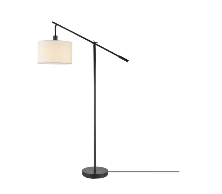 Globe Electric Avellino 66-in Matte Black Shaded floor lamp Floor Lamp with Fabric Shade