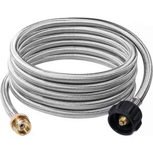 DOZYANT 12 Feet Stainless Steel Braided Propane Adapter Hose 1 lb to 20 lb Converter Replacement for QCC1/Type1 Tank Connects 1 LB Bulk Portable Appliance to 20 lb Propane Tank - Safety Certified