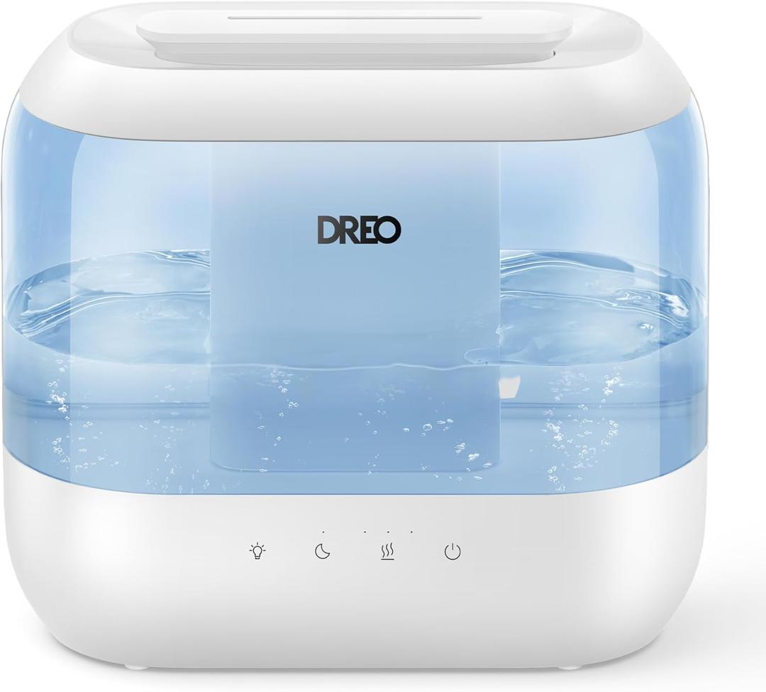 Dreo Humidifiers for Bedroom, 4L Top Fill for Large Room, 36H Runtime, 28 dB Quiet Supersized Cool Mist Air Humidifier for Baby Nursery, Plants, Indoor, Night Light, Easy to Clean & Fill, Blue