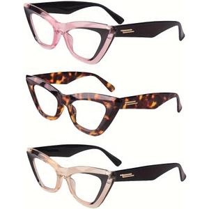 Retro Cat Eye Reading Glasses for Women, Blue Light Blocking with Spring Hinge, Vintage Cateye Readers