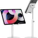 Cell Phone Stand, OMOTON Angle Height Adjustable Phone Stand, Aluminum Desktop Phone Holder Dock Stand for Desk, Compatible with iPhone 13/Mini/Pro/Max, All Smartphones and Tablets(4-11''), Sliver (Silver)