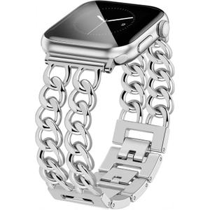JR.DM Silver Watch Bands for Women Compatible with Apple Watch 38mm 40mm 41mm 42mm (S10/11) Adjustable Metal Band Cowboy Steel Chain Bracelet for iWatch Series1/2/3/4/5/6/7/8/9/10/11 SE 3/2/1(No Case)
