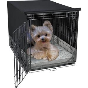 Explore Land Breathable Dog Crate Cover - 4 Sides Mesh Ventilation, Basic Pet Kennel Cover, All Sides Open, Universal Fit for 1 2 3 Doors 18 inches Wire Dog Crate (Black)