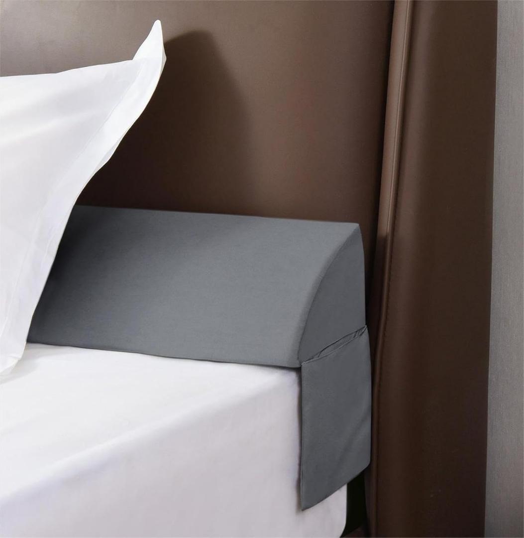 Vekkia Queen Bed Wedge Pillow for Headboard/Headboard Pillow/Bed Gap Filler/Pillow Wedge for Bed, Close Gaps (0-3.5") Between Mattress and Headboard (Gray 60"x6.5"x4.5")