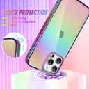 Bonoma Compatible with iPhone 16 Pro Case Bling Laser Florescent Iridescent Crystal Luxury Camera Protector + 2* Screen Protector Shockproof Edge Cover -Purple
