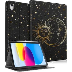 Uppuppy for iPad 10th Generation Case 10.9 Inch, for iPad 11th(A16) 2025 Girls Cute Boys Women Folio Cover Pencil Holder Sun and Moon Aesthetic Cool Design Kawaii Teens Tablet Cases for Apple 10/11
