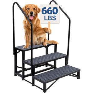 3-Step RV Steps with Dual Handrails  Heavy-Duty RV Stairs for Camper, Hot Tub, Trailer & Porch with Non-Slip Mats