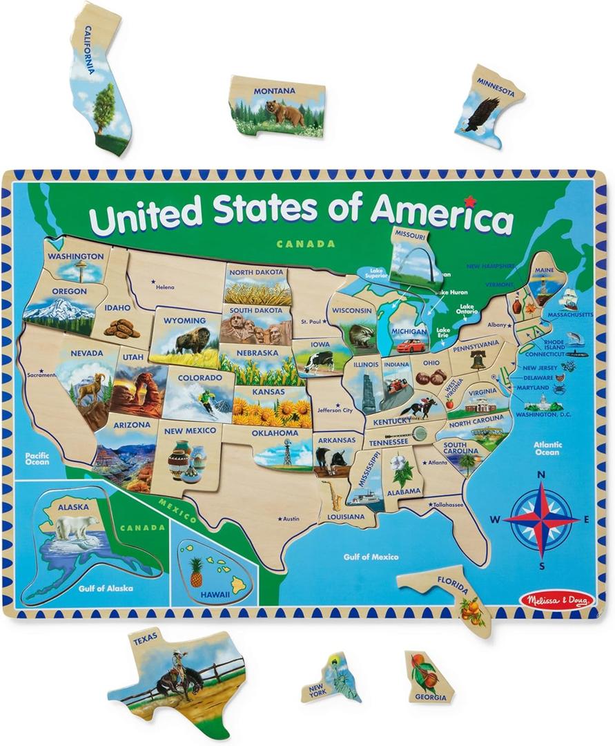 Melissa & Doug USA Map Wooden Puzzle (45 pcs)
