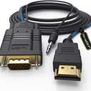 NewBEP HDMI to VGA Cable Adapter with 3.5mm Audio Cord, 1080P HD 6ft/1.8m Gold-Plated HDMI Male to VGA Male Active Video Converter Cord Support Notebook PC DVD Player Laptop TV Projector Monitor