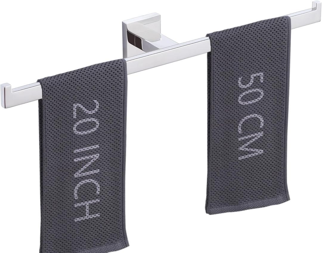 Chrome Towel Bar for Bathroom Wall Mounted, 20-Inche Hand Towel Holder Sturdy Towel Rod Silver Towel Rack Kitchen Double Side Towel Organization and Storages Stainless Steel, A9076CP-L5
