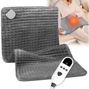 Heating Pad for Period Cramps, 17"33" XXL Heating Pad for Back Neck Shoulder Muscle Pain, 9 Heat Settings&4 Auto-Off, Large Moist Heat&Machine Washable, Valentines Birthday Gifts for Women Men,Grey