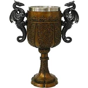 Pacific Giftware Double Dragon Drinking Chalice Goblet 9 inches Tall