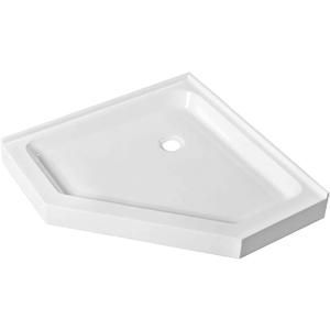 Fine Fixtures 32 x 32 Neo Angle Shower Base, Acrylic Corner Shower Pan with Non-Slip Textured Surface, White Shower Floor Base with Center Drain, Durable Corner Shower Tray For Bathroom Installation.