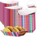 100 Pcs Mexican Nacho Trays Disposable Food Trays Fiesta Party Decorations Assembled Paper Snack Trays Taco Boats for Candy Hot Dog Cinco De Mayo Birthday Mexican Party Supplies (3 lb)
