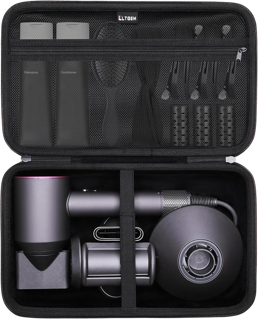 L LTGEM Hair Dryer Case Compatible with Dyson Supersonic Hair Dryer, Laifen SE/SE Lite, Slopehill 1902, Cosy Companions ZCY883, Wavytalk Blow Dryer Cases, Blow Dryer Storage Cases, Black (Case Only)