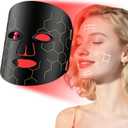 Red Light Therapy for Face 8 Modes, 630nm & 850nm Infrared LED Face Mask Light Therapy with 2600mAh Timer Remote for Home Use Anti-Aging & Skin Care, Valentines Day Gifts for Her, Him, Mom (Black)