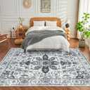 Area Rugs 810 Living Room Clearance 810 Boho Gray and White Rugs 810 No-Slip Low Pile Vintage Washable Rugs 810 Washable for Bedroom Farmhouse Living Room