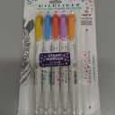Zebra Pen Mildliner Dual-Tip Stamp Marker, Water-Based Pigment Ink, Bullet Tip on One Side & Assorted Shape Stamp Tips on the Other Side, Ideal for Journaling, Assorted Colors, 5-Pack (73305)