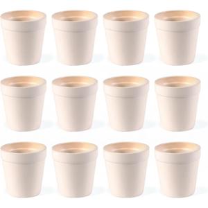 Fun Express Mini Flower Pots Ceramic Set of 12 - Unpainted White 3 Inch Plant Pots Ready to Paint | DIY Ceramic Painting Kit for Kids Craft Projects, Classrooms & Art Activities | Bisque Ceramics