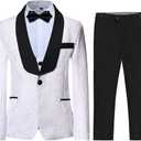 SWOTGdoby Boys 3 Pieces Suit Slim Fit Jacquard Tuxedo Formal Shawl Collar Jacket Vest Pants Ring Bearer Outfit Wedding Prom, Size 150