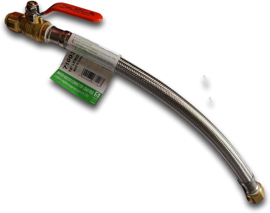 XFITTING 3/4 FIP x 1/2 inch Push Fit Valve Flexible Water Heater Hose, 18 Inch, 3-5-1=2, 2 Pieces