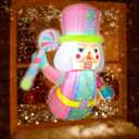 Leyndo 3.5 Feet Christmas Inflatables Pastel Nutcracker with LED Lights Christmas Window Blow up Pink Nutcracker Decorations Hold Pastel Peppermint Lollipop Xmas Holiday Outdoor Decorations