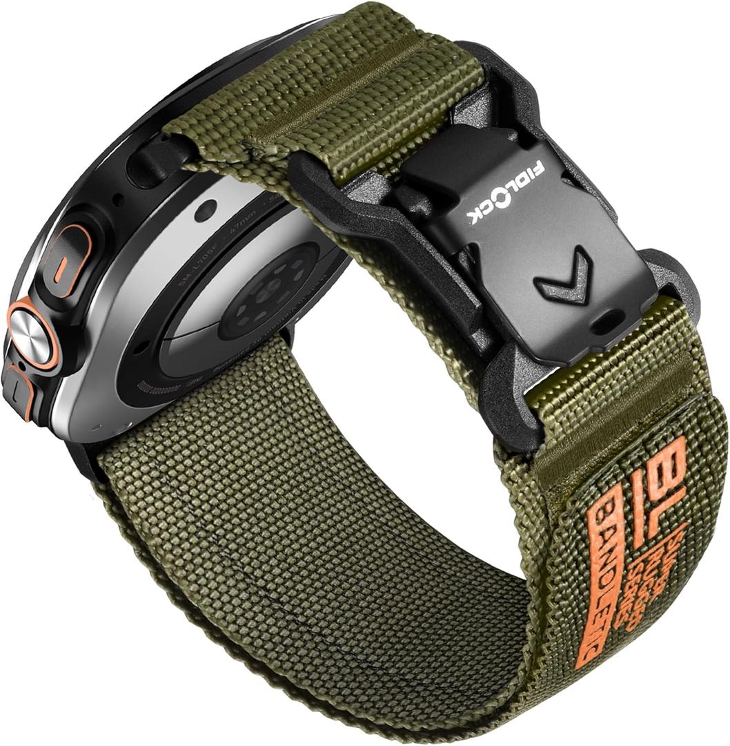 Bandletic R-Nylon Bands Compatible with Samsung Galaxy Watch Ultra Band 47mm for Men and Women, Soft Nylon Sport Band with Magnetic Fidlock V-Buckle Replacement Strap with Stainless Steel Metal Buckle (Medium)