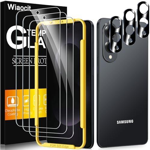 2 Pcs Wiaocit  Tempered Glass Screen Protector for Samsung Galaxy S25 Edge with Camera Lens Protector, 9H Hardness, Bubble Free, Case Friendly
