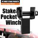 2 Pack Trailer Stake Pocket Winch Flatbed Kit, Capacity 16,200 lbs, Includes 4-inch Yellow Flatbed Winch Straps 30 Ft for 2x4 Stake Pockets