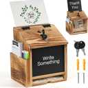 handrong Suggestion Box,Wooden Donation Box,Raffle Boxes,Ballot Prayer Tip Money Drop Boxes with Slot and Lock for Fundraising Prayer Ballot Comment