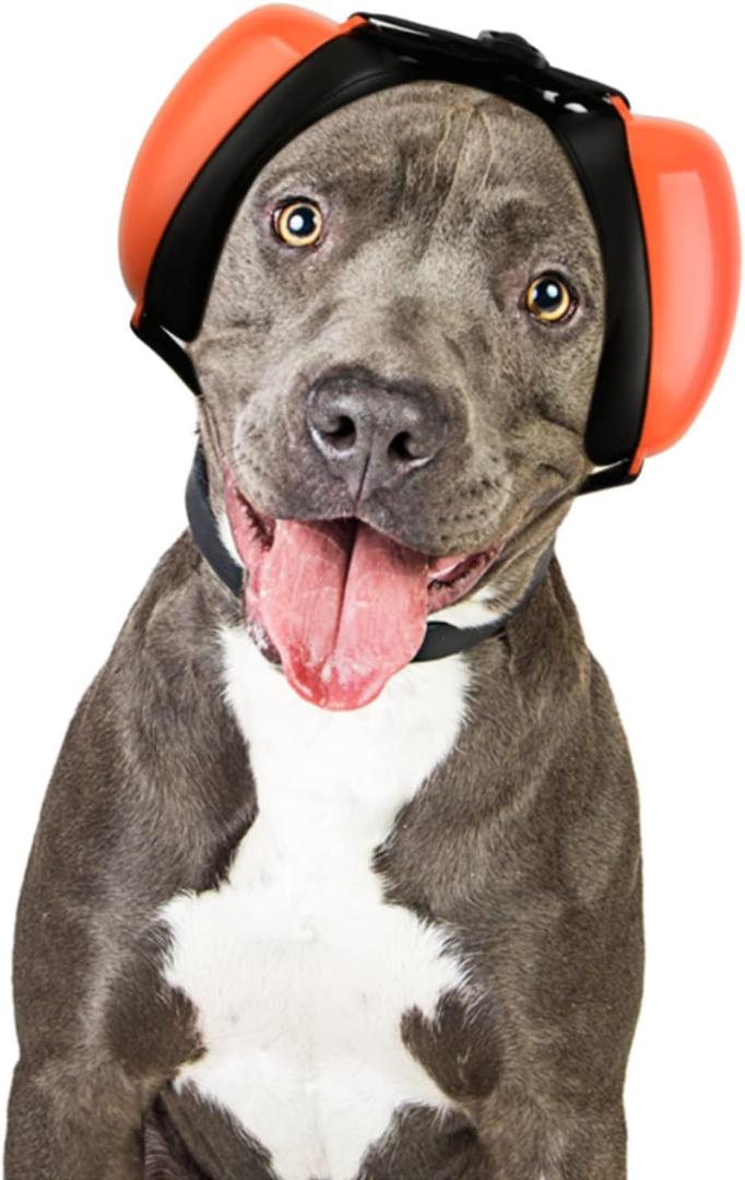 Dog Ear Muffs for Noise Protection, Noise Cancelling Headphones, 25dB NRR, Dog Ear Plugs for Hearing Protection from Thunder, Fireworks, Vacuums (M, Orange)