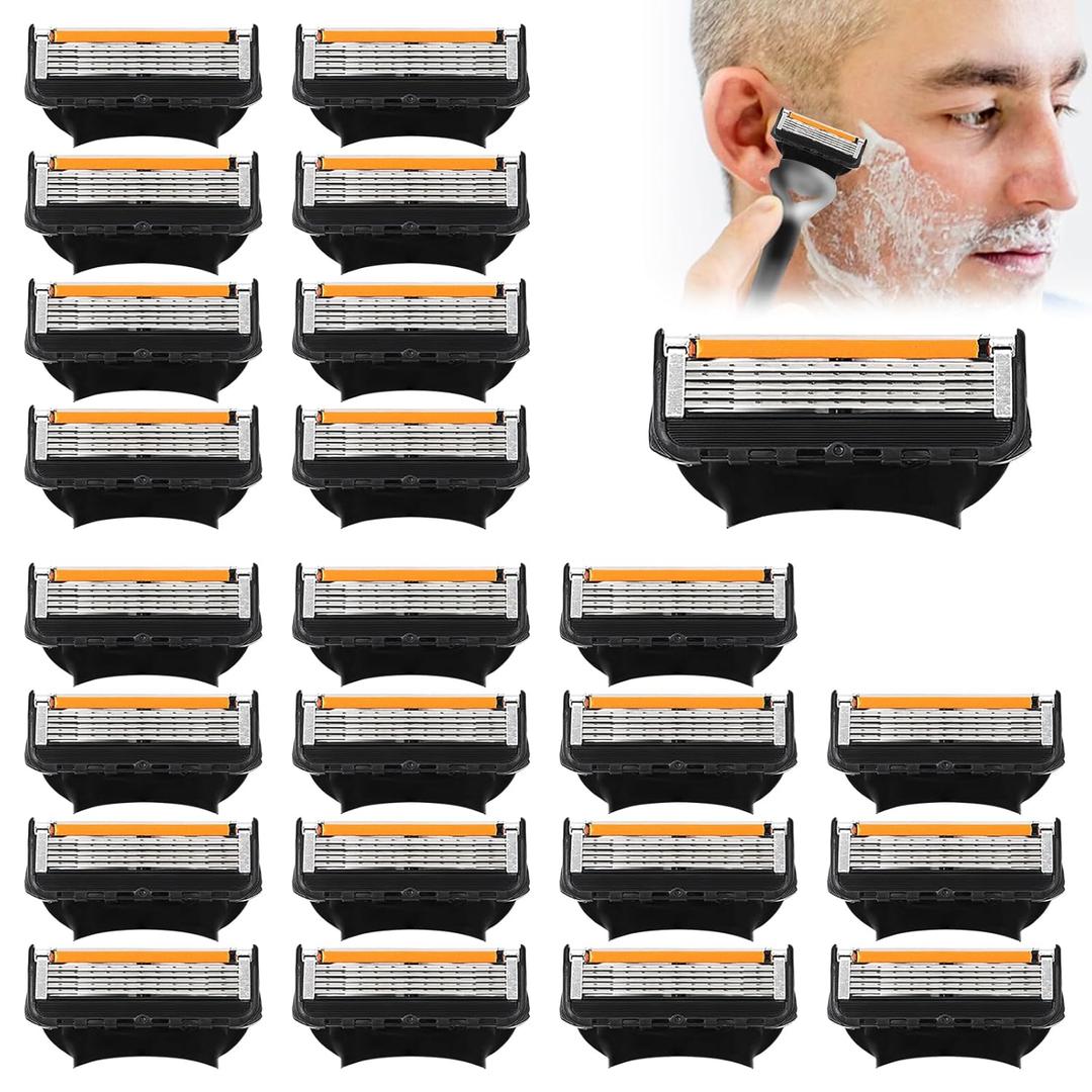 Men's 23-Count 5-Blade Razor Refill Cartridges - Compatible with ProGlide Flexball & Other Major Razor Systems - Premium Wet Shave Replacement Blades for Smooth, Precise Results - Bulk Value Pack. 1 missing