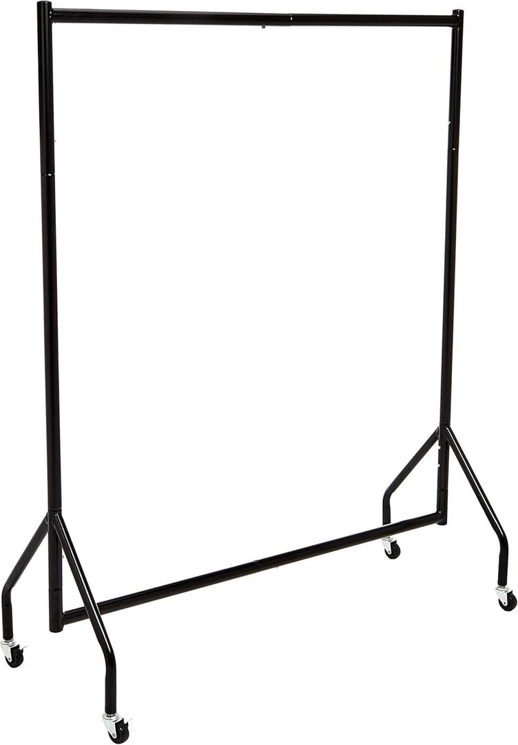 Amazon Basics Heavy Duty Portable Rolling Garment Rack, Hanging Clothes Organizer Rail for Display and Storage, Easy to Assemble, 19 x 60 x 48 inches, Black