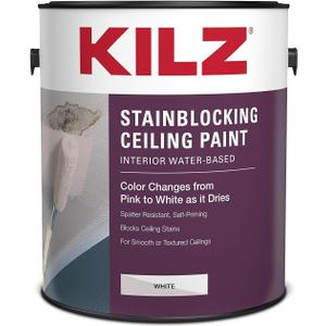 KILZ Stainblocking Ceiling Paint, Interior, White, 1 Gallon, 128 Fl Oz