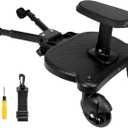 Universal Stroller Board Buggy Board with Detachable Seat, Stroller Glider Board Suitable for Most Brands of Strollers, Stroller Standing Board, Holds Children Up to 55lbs (Black)