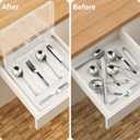Utensil Holder for Countertop with Lid, Plastic Silverware Tray for Drawer, 5 Compartments Flatware Organizer, Transparent