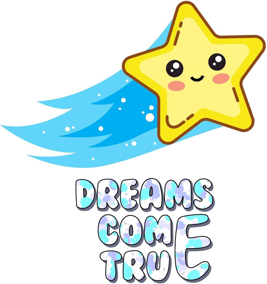 Cute Quote Wall Decal Dreams Come True Dreams Come True Quote with Cyte Falling Star Size: 27 Inch X 30 Inch