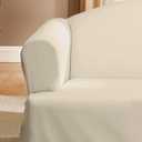 SureFit Home Dcor Cotton Duck Solid T-Cushion Loveseat One Piece Slipcover, Relaxed Fit, 100% Cotton, Machine Washable, Natural Color