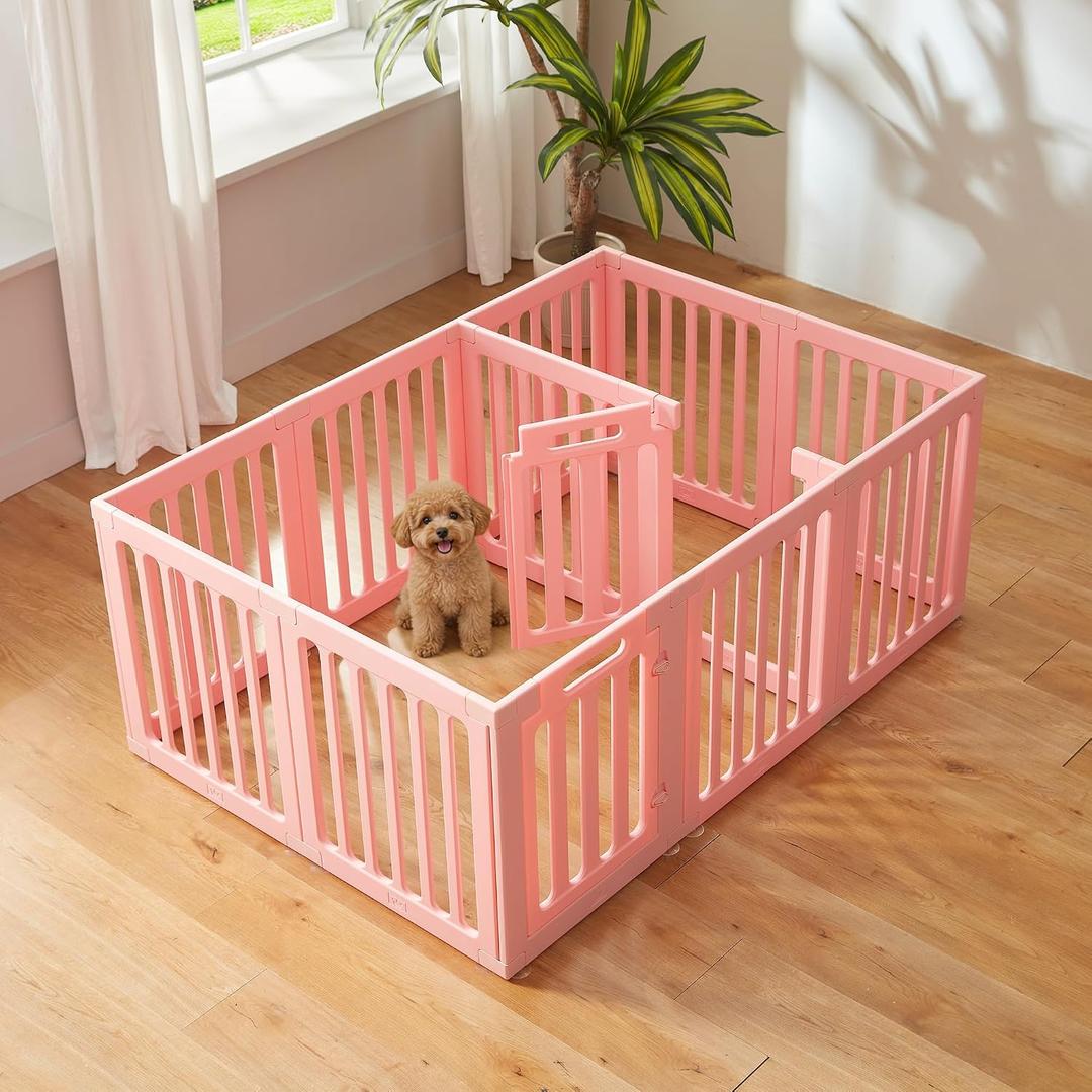 Cozy-Picket Dog Playpen Indoor Deco Pen, 24" H, Pink, 12 Panels